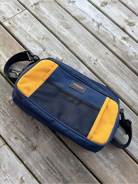 Vintage Kodak Pathfinder Camera Bag Navy Blue Yellow Padded Case